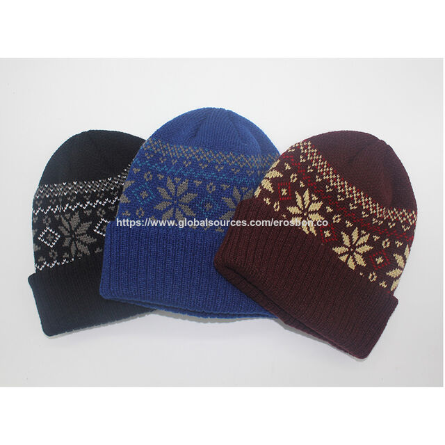 Ladies' beanie hat, with knitted and woven design, most fashionable design in 2020