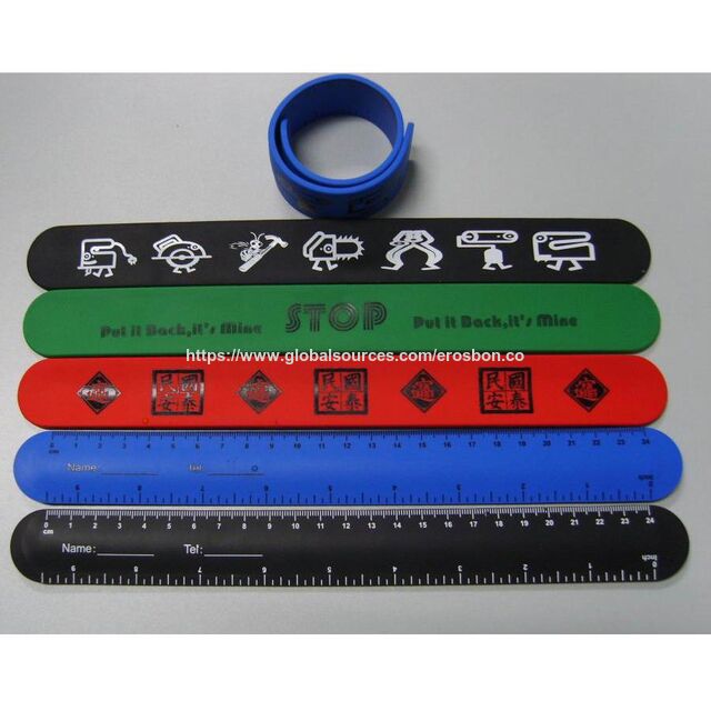 Pulseras de bofetada, Pulseras de bofetada promocionales, Pulsera elegante, en varios colores, hecha de PVC, se aceptan logotipos personalizados