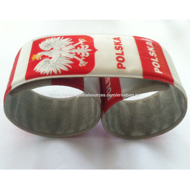 Pulseras de bofetada, Pulseras de bofetada promocionales, Pulsera elegante, en varios colores, hecha de PVC, se aceptan logotipos personalizados