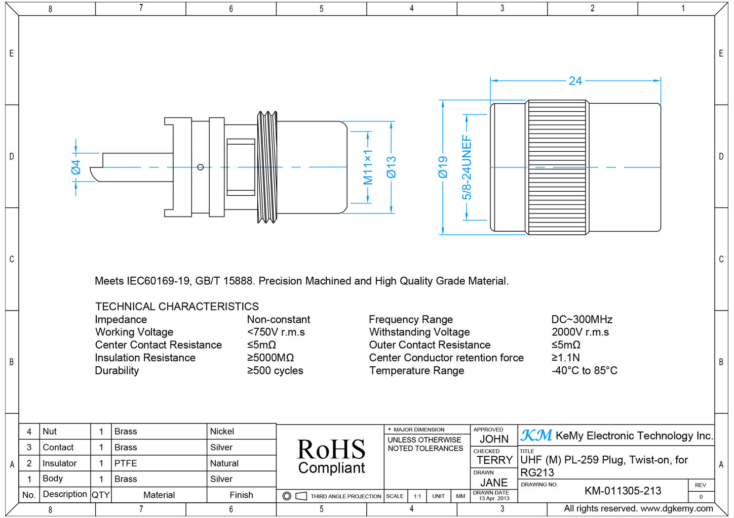 1 PC) UHF PL-259 Male Twist-On For RG8 RG213 RG214 LMR400 - Foto 6