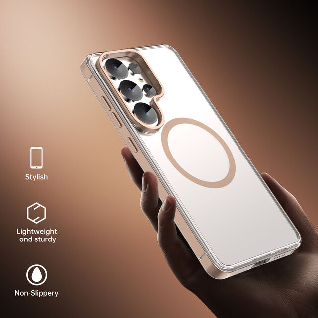 Coque de téléphone transparente antichoc en TPU, PC et métal avec protection magnétique pour Samsung S26 Ultra