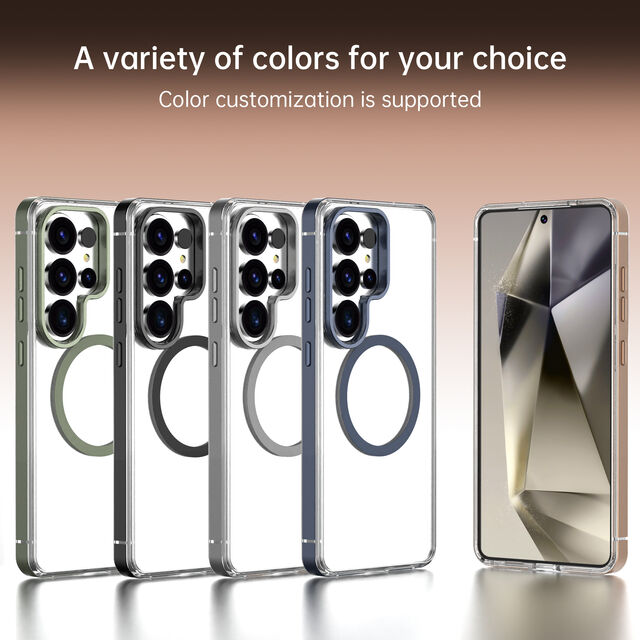 Coque de téléphone transparente antichoc en TPU, PC et métal avec protection magnétique pour Samsung S26 Ultra