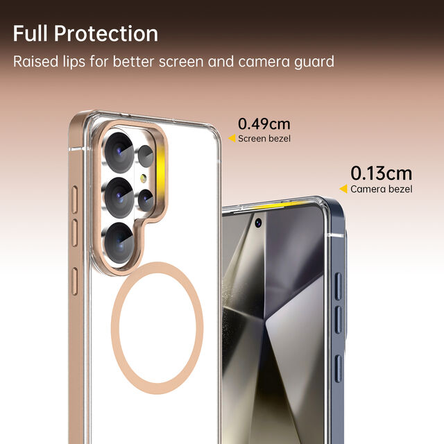 Coque de téléphone transparente antichoc en TPU, PC et métal avec protection magnétique pour Samsung S26 Ultra