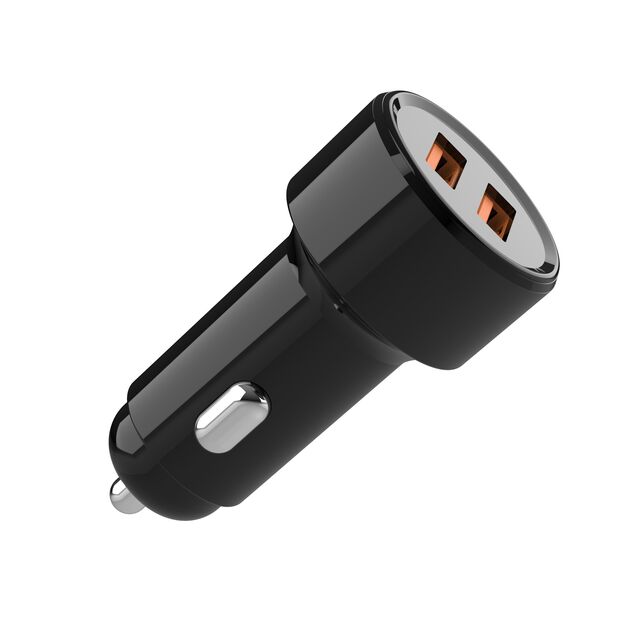 Cargador de Coche Mini Blanco y Negro Personalizado Inteligente, Carga de Alta Velocidad 4.8A, Adaptador USB de Doble Puerto, Estándar US EU para Teléfono