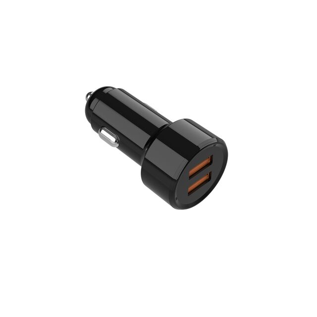 Cargador de Coche Mini Blanco y Negro Personalizado Inteligente, Carga de Alta Velocidad 4.8A, Adaptador USB de Doble Puerto, Estándar US EU para Teléfono