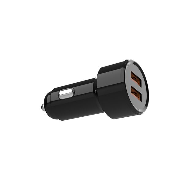 Cargador de Coche Mini Blanco y Negro Personalizado Inteligente, Carga de Alta Velocidad 4.8A, Adaptador USB de Doble Puerto, Estándar US EU para Teléfono