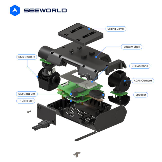 SEEWORLD كاميرا لوحة القيادة مزدوجة 1080P GPS مع مستشعر ADAS و DMS لمراقبة السيارات والشاحنات والحافلات