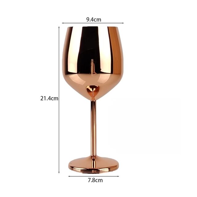 Venta al por mayor de copas de vino de acero inoxidable 304 de 500 ml para bodas, copas irrompibles con baño de cobre en forma de tambor de gran capacidad personalizadas directamente de fábrica