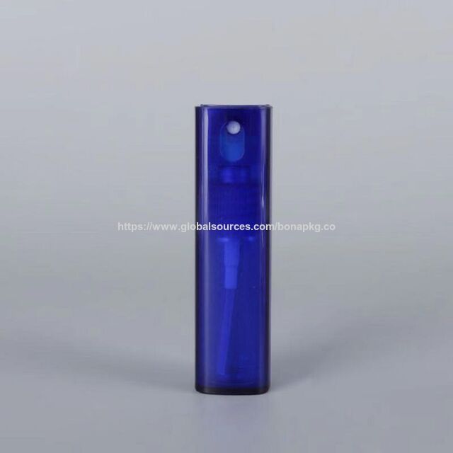 Venta caliente de frasco de perfume cuadrado de plástico con atomizador y envase de frasco de perfume de 10 ml