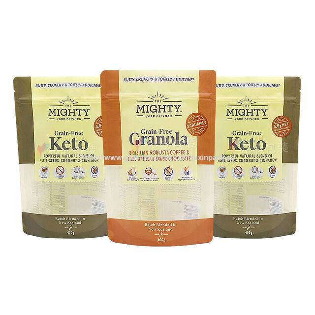 Sac en papier kraft refermable imprimé personnalisé de qualité alimentaire avec fermeture à glissière, résistant à l'humidité, type doypack pour sachet de thé avec encoche de déchirure
