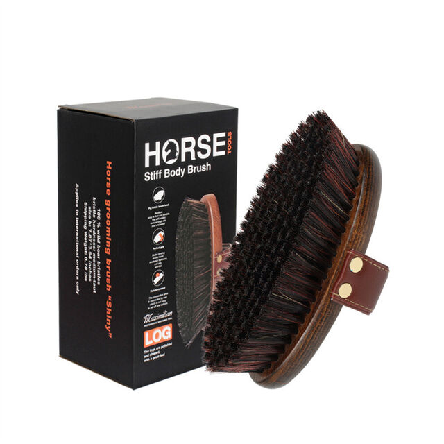 Escova de cerdas para cuidados com a pelagem equina com punho ergonômico para remoção de poeira e realce do brilho