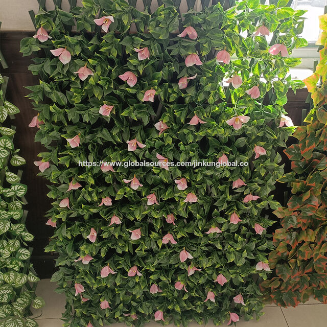 Jardín Vertical Interior Decorativo Pared Verde Artificial con Flores de Hierba de Plástico Plantas Artificiales