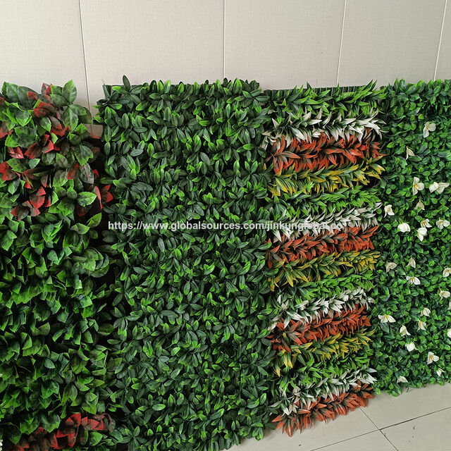 Jardín Vertical Interior Decorativo Pared Verde Artificial con Flores de Hierba de Plástico Plantas Artificiales