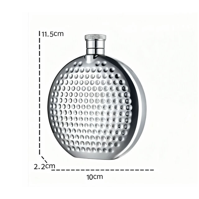 Meilleure Qualité Britannique Flasque Ronde à Graver en Acier Inoxydable 304 Argenté avec Revêtement Pailleté pour Liqueurs