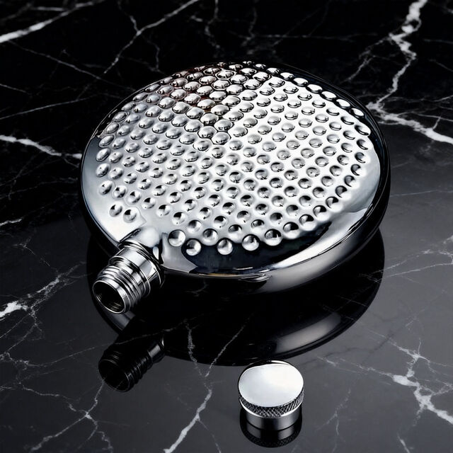Meilleure Qualité Britannique Flasque Ronde à Graver en Acier Inoxydable 304 Argenté avec Revêtement Pailleté pour Liqueurs