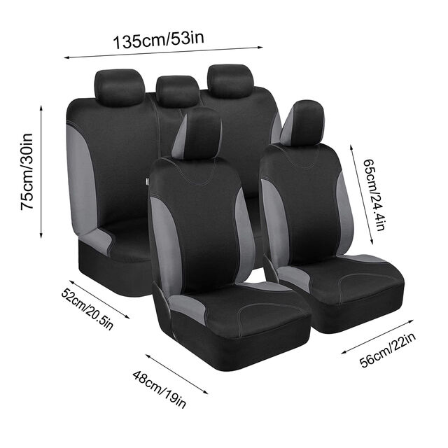 Vente Directe du Fabricant : Housses de Siège Auto 5 Pièces Recouvrant l'Ensemble du Siège avec Fermeture Éclair Arrière - Design Classique, Meilleures Ventes Transfrontalières