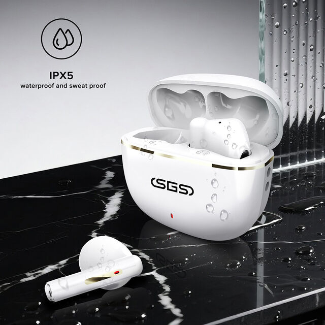Elegantes Auriculares TWS con Estuche Brillante - Acentos en Oro Metálico y Variantes en Blanco y Negro