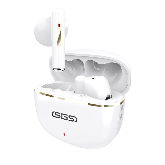 Elegantes Auriculares TWS con Estuche Brillante - Acentos en Oro Metálico y Variantes en Blanco y Negro