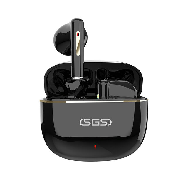 Elegantes Auriculares TWS con Estuche Brillante - Acentos en Oro Metálico y Variantes en Blanco y Negro