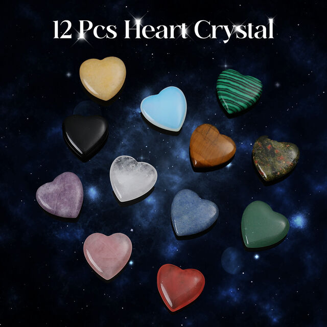 Tarjetas de Piedras de Cristal Natural en Forma de Corazón - Intercambio de Regalos para el Día de San Valentín y Fiestas Escolares, 12 unidades