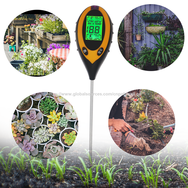 Probador de suelo 4 en 1 Herramienta promocional para el cuidado de plantas para pH, humedad, luz, temperatura Medidor de suelo esencial Termómetro para jardineros