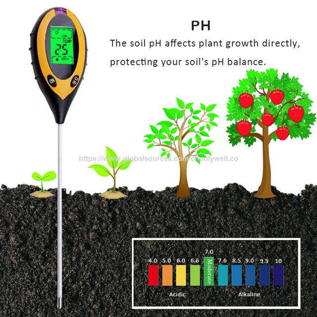 Probador de suelo 4 en 1 Herramienta promocional para el cuidado de plantas para pH, humedad, luz, temperatura Medidor de suelo esencial Termómetro para jardineros