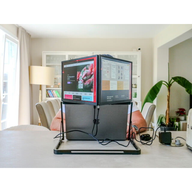 Monitor Portátil Triple Ultra Ligero y Delgado de 15.6" con un Solo Cable para 3 Pantallas 1080P Plug & Play Compatible con Windows/Mac