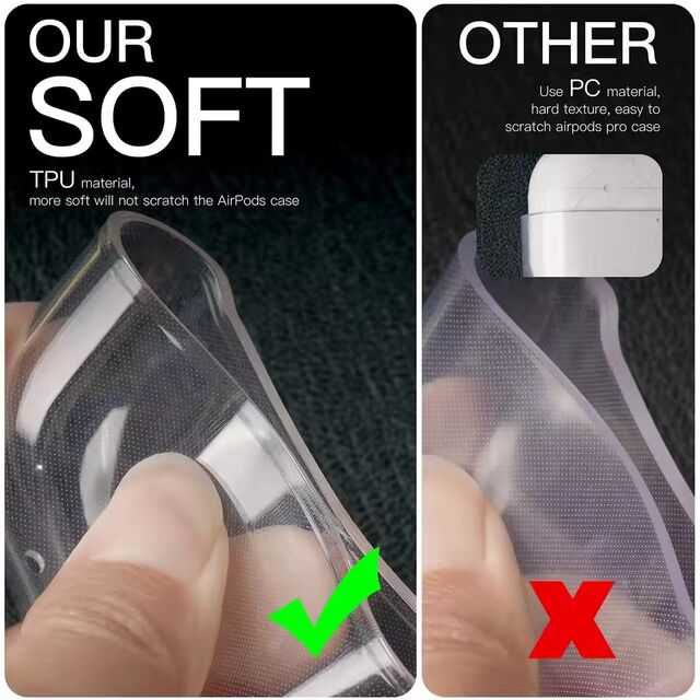 Capa Transparente Compatível com AirPods Pro 4 3 2 1, Capa Protetora de TPU Macio com Cordão