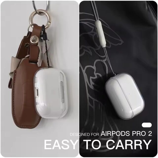 Capa Transparente Compatível com AirPods Pro 4 3 2 1, Capa Protetora de TPU Macio com Cordão