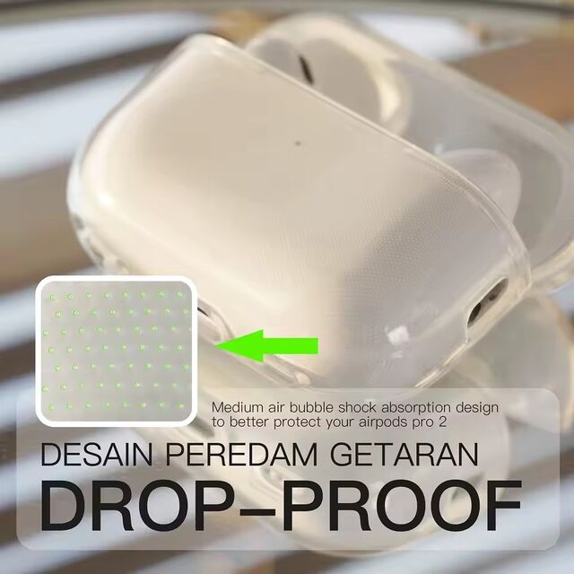 Capa Transparente Compatível com AirPods Pro 4 3 2 1, Capa Protetora de TPU Macio com Cordão