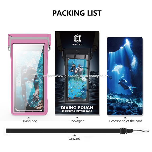 Funda impermeable de 15 metros/50 pies para teléfonos de hasta 6.9 pulgadas, compatible con el uso táctil bajo el agua, con cordón gratis, funda para iPod Touch