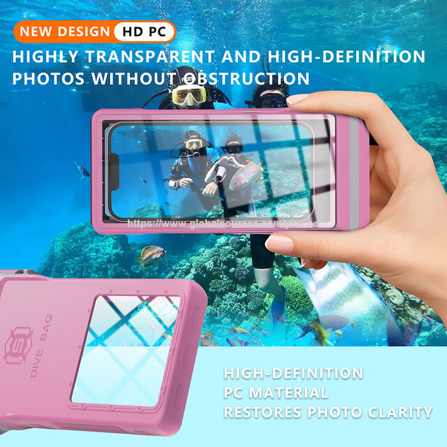 Funda impermeable de 15 metros/50 pies para teléfonos de hasta 6.9 pulgadas, compatible con el uso táctil bajo el agua, con cordón gratis, funda para iPod Touch