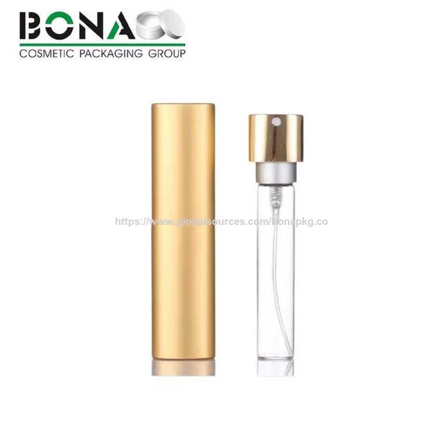 Frasco de perfume metálico de 5ml 8ml 10ml 15ml 30ml con logo OEM personalizado en color dorado para envase de frascos de spray