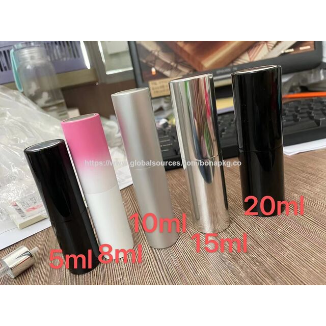 Frasco de perfume metálico de 5ml 8ml 10ml 15ml 30ml con logo OEM personalizado en color dorado para envase de frascos de spray