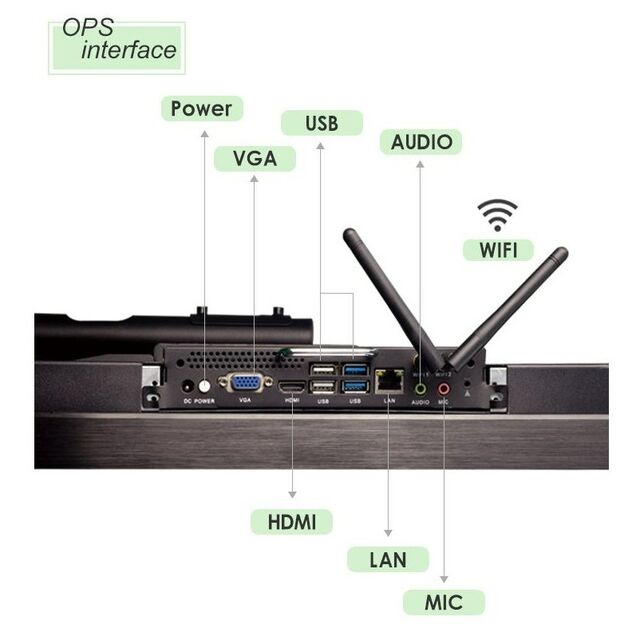 وحدة معالجة مركزية لغرفة الاجتماعات بنظام تشغيل مزدوج | معالج i5-12th 16+256GB شاشة لمس LED مقاس 65 بوصة | نظام Windows Android 16 | سبورة بيضاء إلكترونية