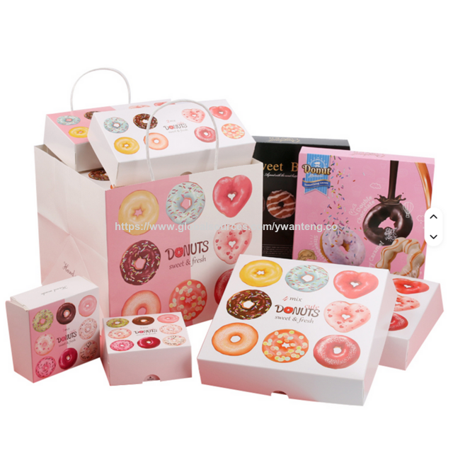 Mini Cajas de Papel para Donas de Panadería con Impresión a Color Personalizada - Bandejas de Embalaje para Alimentos