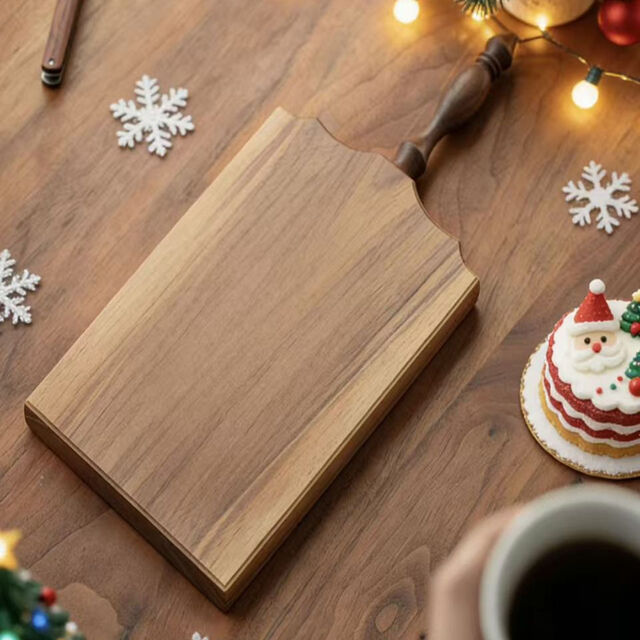 Planche à découper irrégulière de Noël, double créativité en cuisine, rétro, en bois massif, pour pain, dessert, fruits, steak