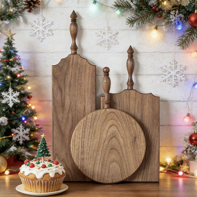 Planche à découper irrégulière de Noël, double créativité en cuisine, rétro, en bois massif, pour pain, dessert, fruits, steak