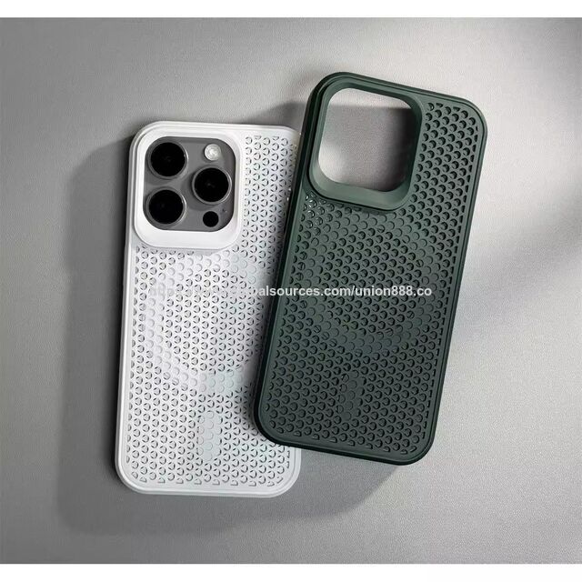 Coque Compatible MagSafe pour iPhone avec Refroidissement en Nid d'Abeille, Bord Surélevé de 1,5 mm et Protection Améliorée Contre les Chutes (modèle : SHVN) rose