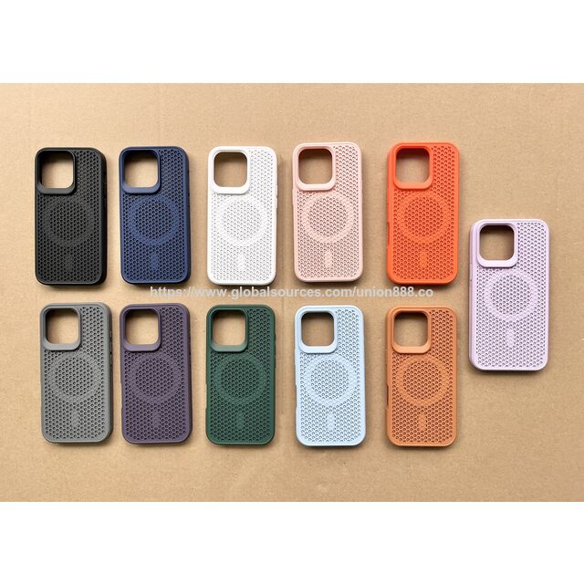 Coque Compatible MagSafe pour iPhone avec Refroidissement en Nid d'Abeille, Bord Surélevé de 1,5 mm et Protection Améliorée Contre les Chutes (modèle : SHVN) rose