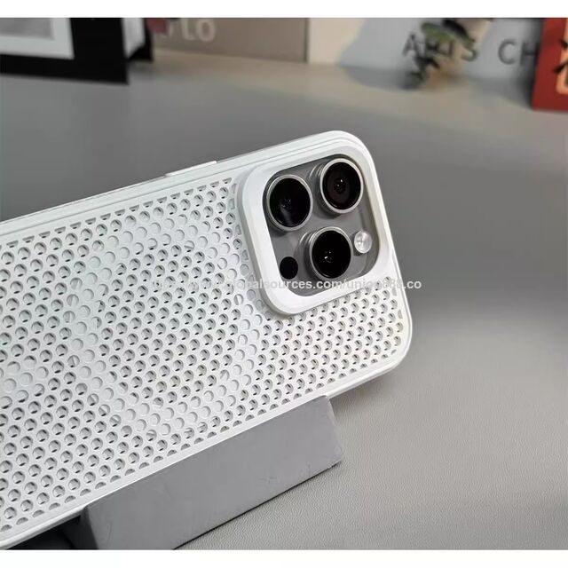 Coque Compatible MagSafe pour iPhone avec Refroidissement en Nid d'Abeille, Bord Surélevé de 1,5 mm et Protection Améliorée Contre les Chutes (modèle : SHVN) rose