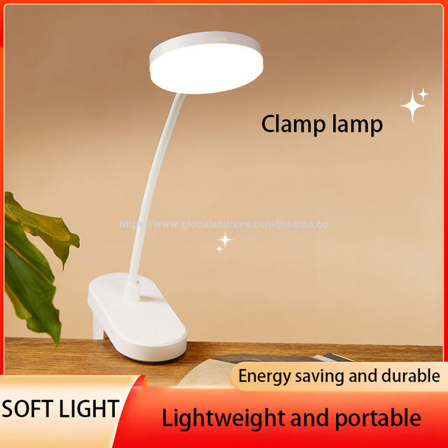Lámpara LED con clip de 300 grados, lámpara de lectura con abrazadera, lámpara de estudio táctil con carga USB para dormitorio y estudio