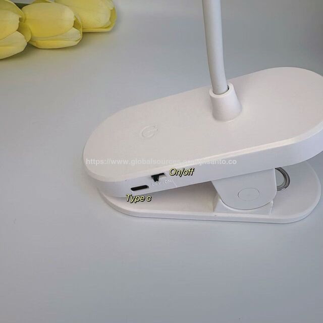 Lámpara LED con clip de 300 grados, lámpara de lectura con abrazadera, lámpara de estudio táctil con carga USB para dormitorio y estudio