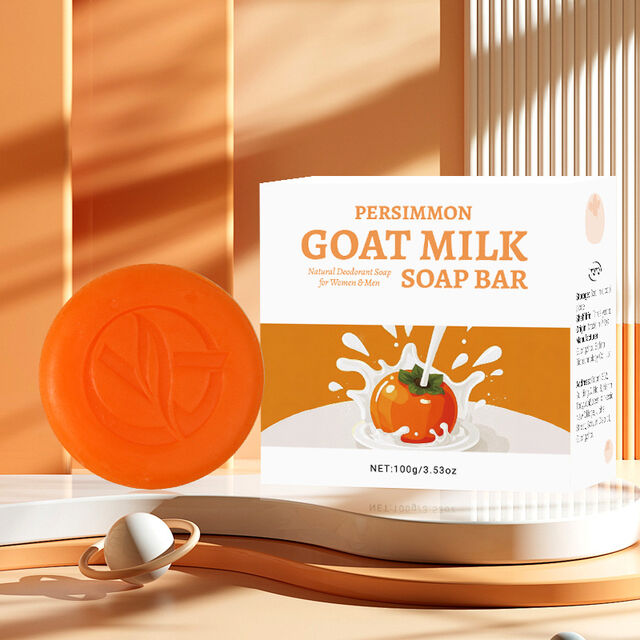 Pain de savon artisanal au lait de chèvre et au kaki anti-odeurs - Savon déodorant naturel