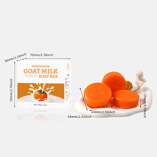 Pain de savon artisanal au lait de chèvre et au kaki anti-odeurs - Savon déodorant naturel