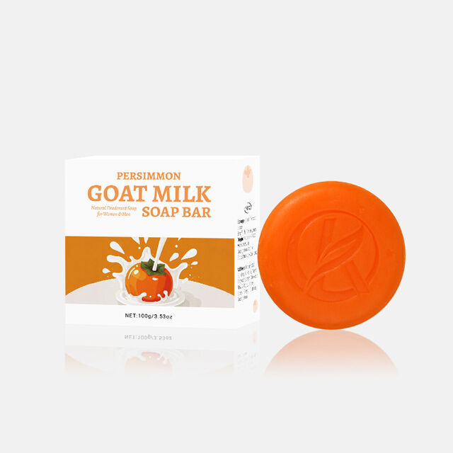 Pain de savon artisanal au lait de chèvre et au kaki anti-odeurs - Savon déodorant naturel