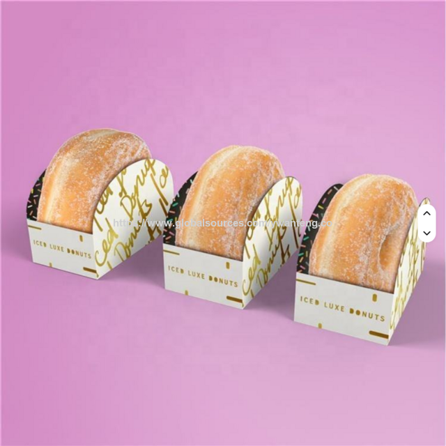 Mini Cajas de Papel para Donas de Panadería con Impresión a Color Personalizada - Bandejas de Embalaje para Alimentos
