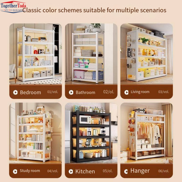 Étagères d'Angle Robustes à 4 Niveaux en Acier, Racks de Rangement Métalliques Polyvalents pour Maison, Salon, Bureau