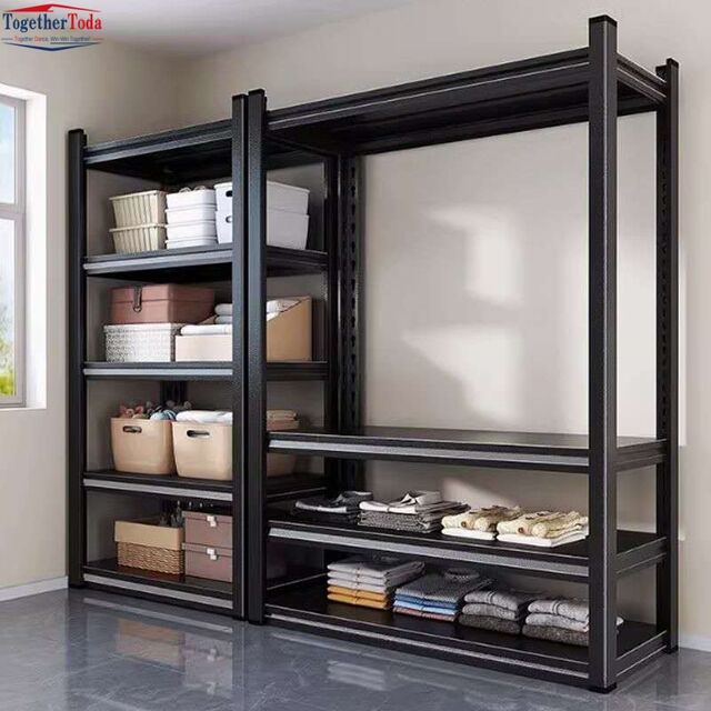 Étagères d'Angle Robustes à 4 Niveaux en Acier, Racks de Rangement Métalliques Polyvalents pour Maison, Salon, Bureau