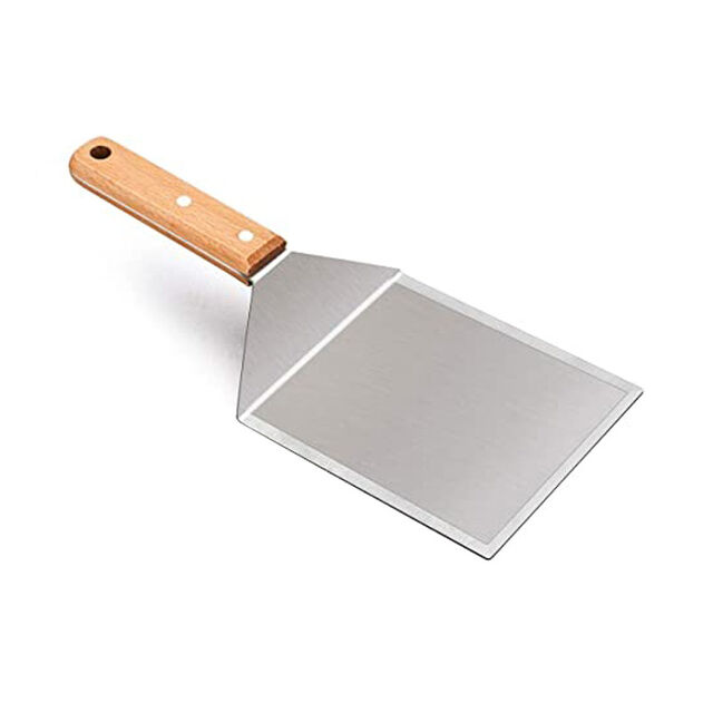 Spatule professionnelle surdimensionnée pour hamburger et crêpe avec manche en bois